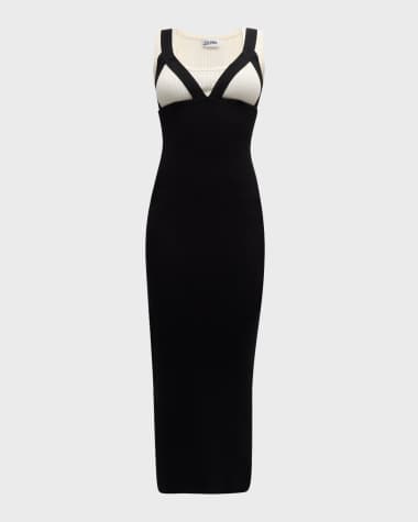 Jean Paul Gaultier Bicolor Rib Knit Sleeveless Strappy Maxi Dress