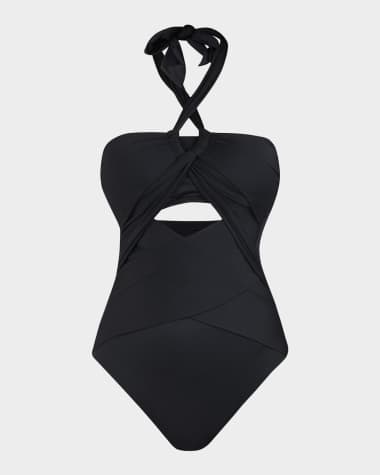 La Blanca Island Goddess Convertible Draped Bandeau One-Piece Swimsuit