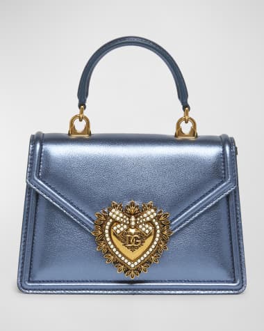 Dolce&Gabbana Devotion Mini Metallic Leather Top-Handle Bag