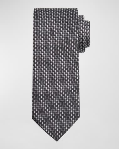 Brioni Men's Chevron-Print Silk Tie