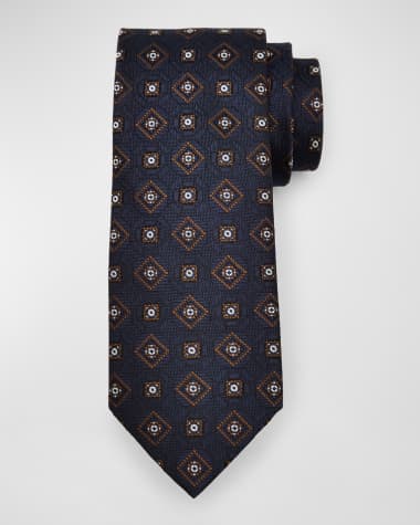 Brioni Men's Silk Medallion-Print Tie