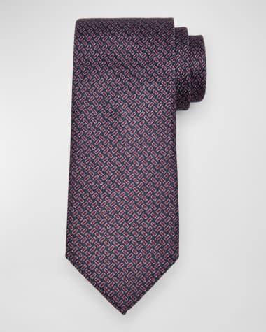 Brioni Men's Geometric-Print Silk Tie