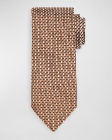 Brioni Men's Micro-Houndstooth Silk Tie