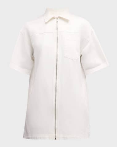 Xirena Jaysen Zip-Front Cotton Denim Mini Dress