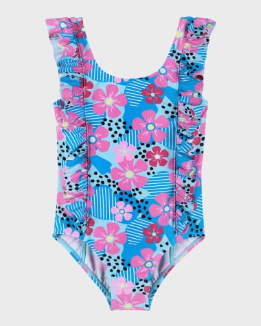 Andy & Evan Girl's Floral-Print One-Piece Swimsuit, Size 2T-6X