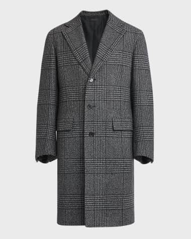 Brioni Men's Wool-Cashmere Plaid Topcoat
