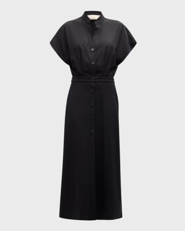Vanessa Bruno Cheryle Capelet Button-Front Midi Dress