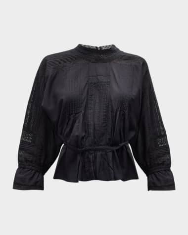 Vanessa Bruno Viva Pintuck Lace-Inset Blouse