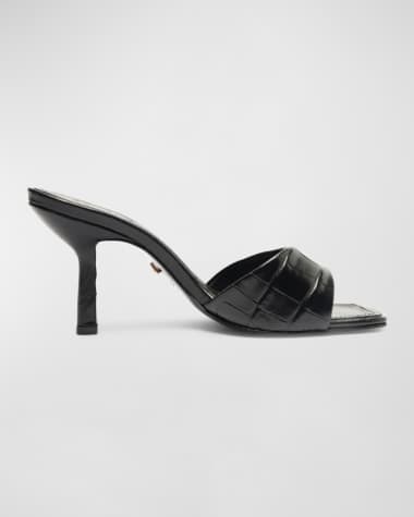 Schutz Posseni Croco Stiletto Slide Sandals
