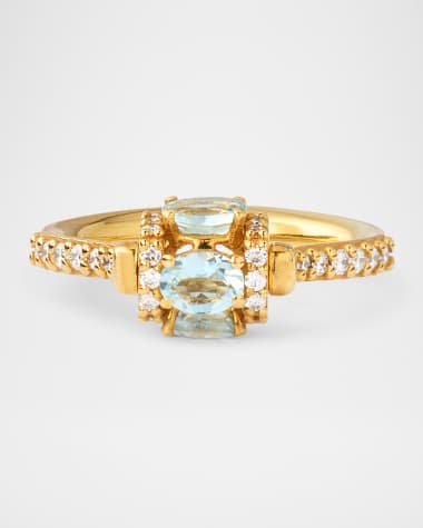 Miseno Procida Ring in 18K Yellow Gold with Aquamarine and Diamonds