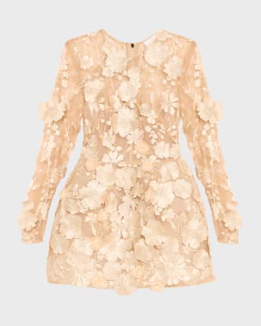 Bronx and Banco Bouquet Maraya Embroidered Illusion Mini Dress