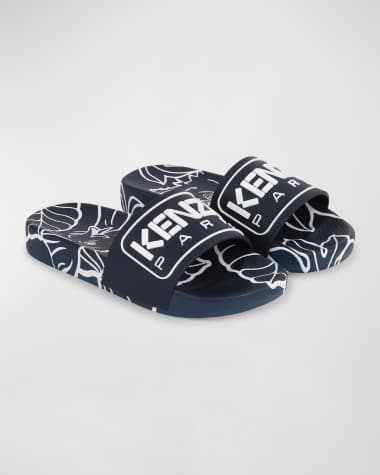 Kenzo Girl's Embossed Logo-Print Slides, Toddler/Kids