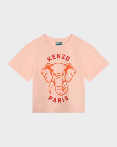 Kenzo Girl's Elephant Graphic Logo-Print T-Shirt, Size 4