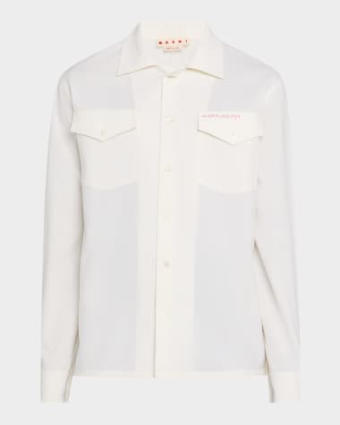 Marni Men's Embroidered Logo Sport Shirt