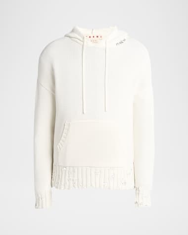 Marni Men's Distressed Knit Logo Hoodie