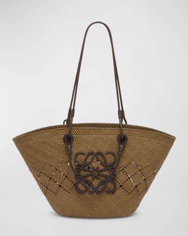 Loewe x Paula’s Ibiza Medium Anagram Basket Tote Bag in Iraca Palm with Leather Handles