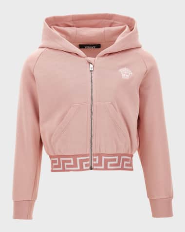 Versace Girl's Greca Trim Hoodie, Size 8-14