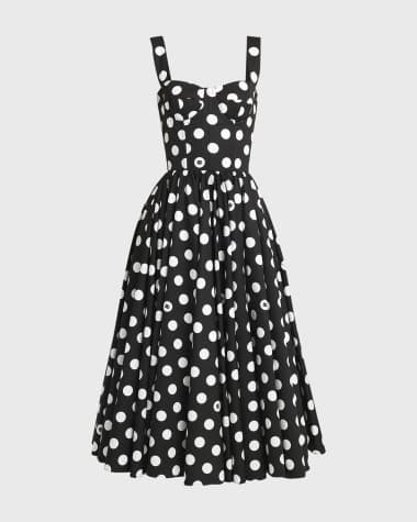 Dolce&Gabbana Polka-Dot Sweetheart Midi Dress