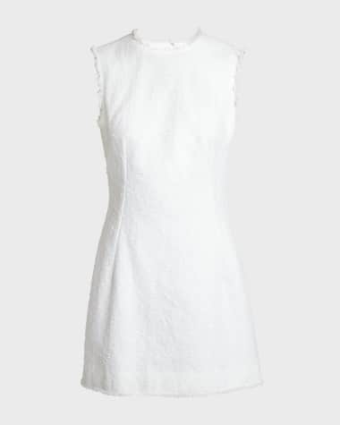 Dolce&Gabbana Rachel Linen Mini Dress with Frayed Trim