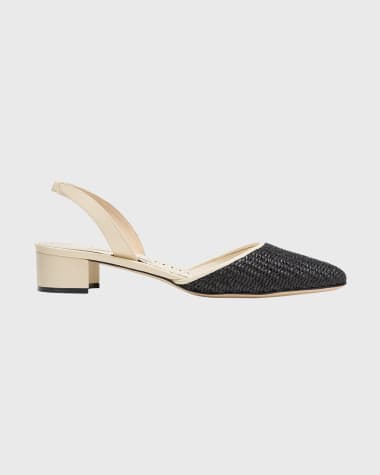 Manolo Blahnik Woven Slingback Ballerina Pumps