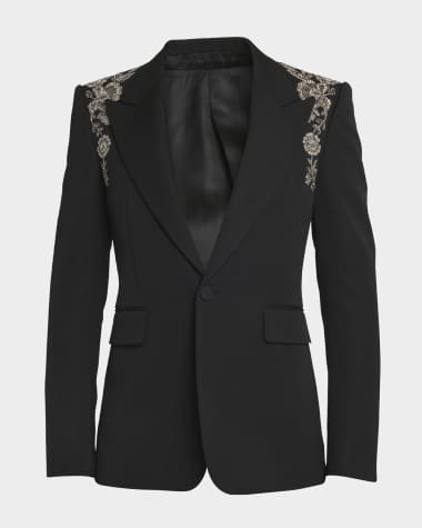 McQueen Men's Embroidered Harness Tuxedo Jacket