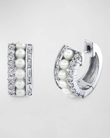 Anita Ko 18K Pearl and Diamond Lola Huggie Earrings