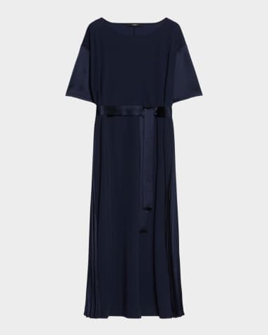Weekend Max Mara Jordan Pleated Scoop-Neck Midi T-Shirt Dress