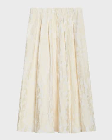 Weekend Max Mara Anzio Pleated Floral Jacquard Midi Skirt