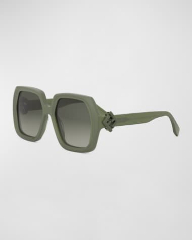 Fendi Fendi Diamond Green Acetate Square Sunglasses