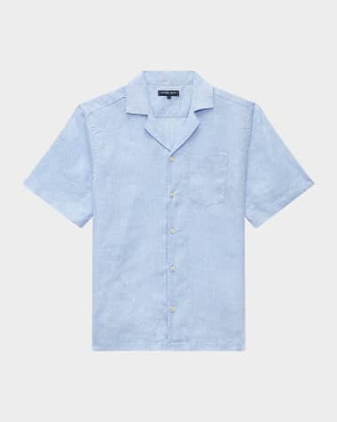 Frescobol Carioca Men's Angelo Linen Camp Shirt