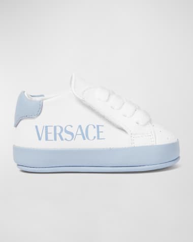 Versace Boy's Logo-Print Leather Pre-Walkers, Newborn-12M