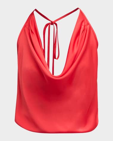 Ramy Brook Hettie Halter Cowl-Neck Blouse