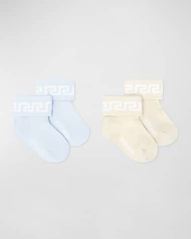 Versace Boy's 2-Pack Greca Trim Socks, Size Newborn-12M