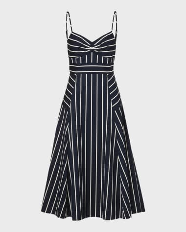 Veronica Beard Blige Stripe A-Line Midi Dress