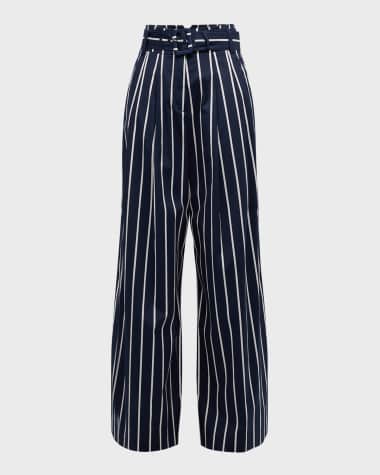 Veronica Beard Maliyah Belted Stripe Pants