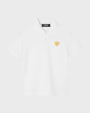 Versace Boy's Polo Shirt W/ Embroidered Medusa, Size 8-14