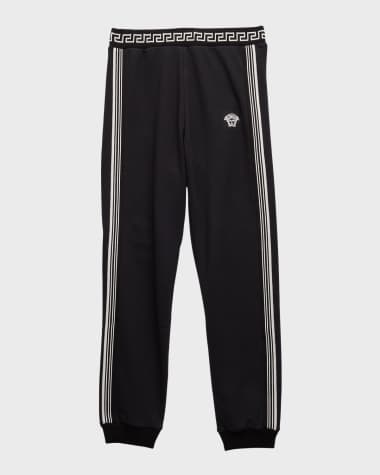 Versace Boy's Greca Trim Striped Joggers, Size 8-14