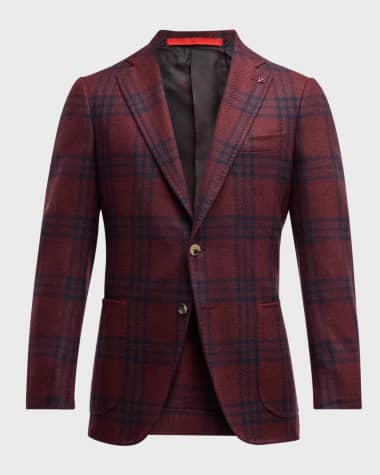 Isaia Men's Large Check Cashmere Sport Coat