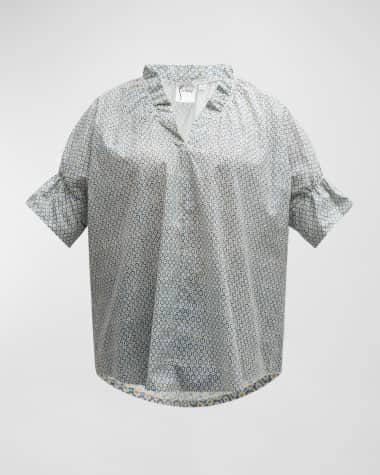 Finley Plus Size Crosby Geometric-Print Ruffle Top