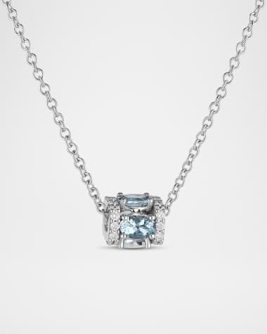 Miseno Procida 18K White Gold Pendant Necklace with Diamonds and Aquamarine