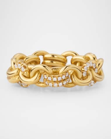 Spinelli Kilcollin Fused Serpens Ring with Pavé Diamonds in 18K Yellow Gold, Medium
