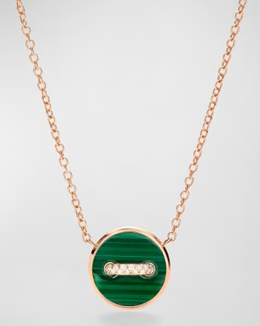 Pomellato 18K Rose Gold Dot Malachite and Mother of Pearl Pendant Necklace