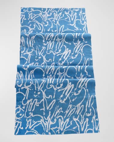 Hunt Slonem Fluffle Khadi Print Linen Table Runner