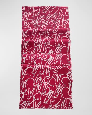 Hunt Slonem Fluffle Khadi Print Linen Table Runner