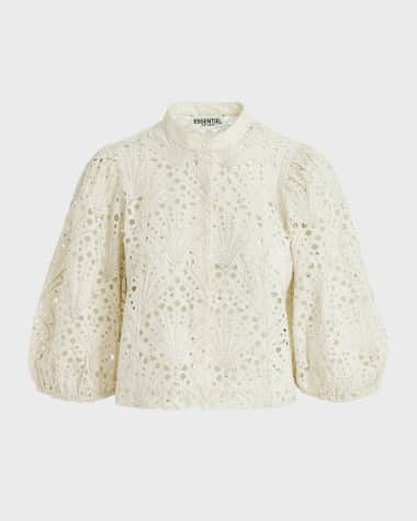Essentiel Antwerp Fuddie Broderie Anglaise Puff-Sleeve Shirt