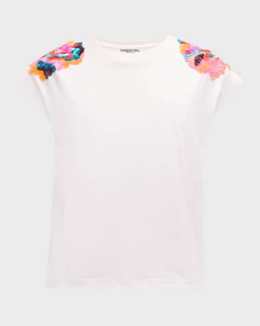 Essentiel Antwerp Fequins Sequin-Embroidered Short-Sleeve Organic Cotton T-Shirt