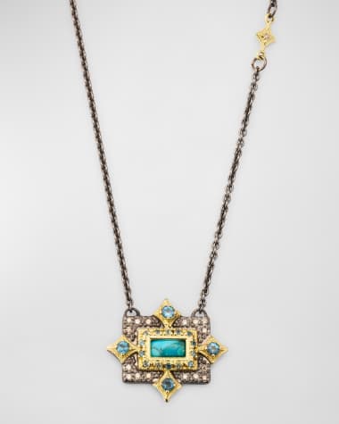 Armenta Turquoise East West Pendant Necklace
