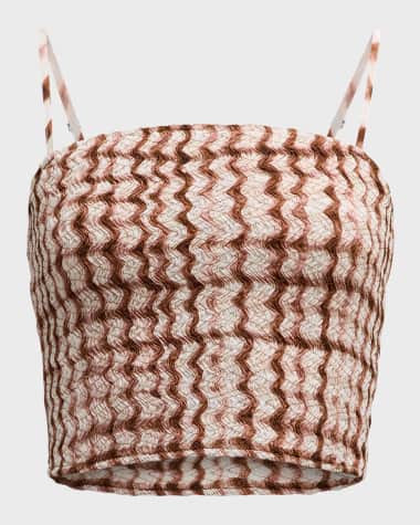 DOROTHEE SCHUMACHER Checked Statement Smocked Crop Top