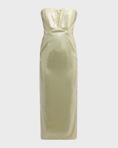 Roland Mouret Strapless Sequin Midi Dress
