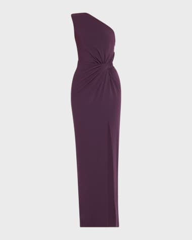 Roland Mouret One-Shoulder Twisted Satin Crepe Gown